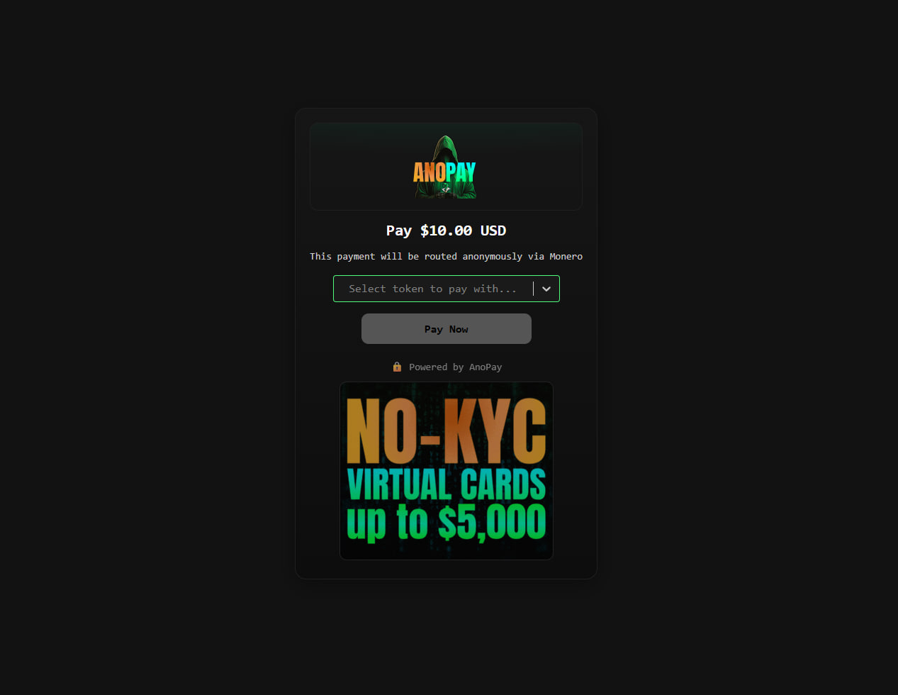 Sender Payment Screen